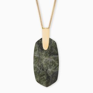 Inez Gold Long Pendant Necklace in Sage Micah